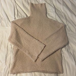 Cream / Blush Fuzzy Turtleneck Sweater